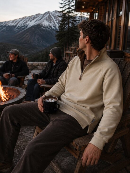 Woolrich Other - Woolrich Men's Quarter Zip Pullover Sweatshirt Medium Tan Fleece Lined granola